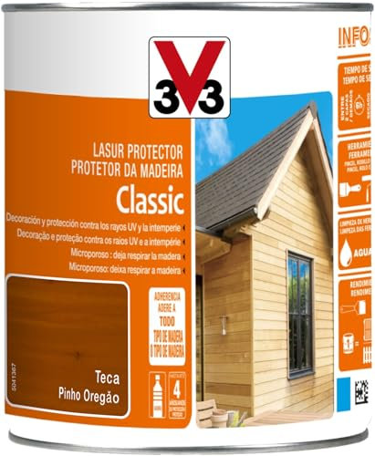V33 Protector Decorativo De La Madera Classic Satinado Teca 0,75L