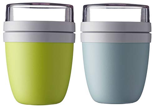 Mepal - Lunchpot Ellipse Mixed - Nordic Green + Lemon Lime – 500 ml praktischer Reisebecher, Joghurtbecher, To go Becher – Geeignet für Tiefkühler, Mikrowelle und Spülmaschine, 700 ml