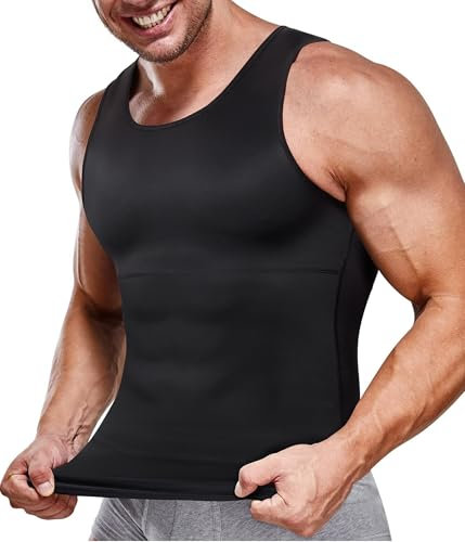 Junlan Gaine Amincissante Ventre Plat Homme Debardeur Gainant Invisible Shirt Abdo Minceur (Black, S)