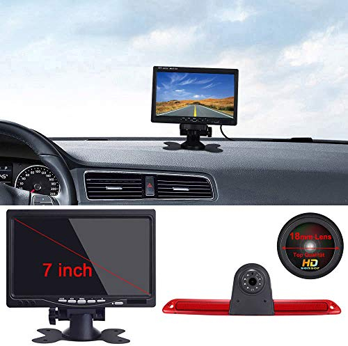 「18mm Linse Top Qualität Rückfahrkamera + 7 Zoll TFT LCD Bildschirm Auto Monitor」Bremsleuchte Auto Dach Rückfahrkamera für Van Dachkamera Mercedes Benz Sprinter W906/ VW Crafter Caravelle 2007-2015