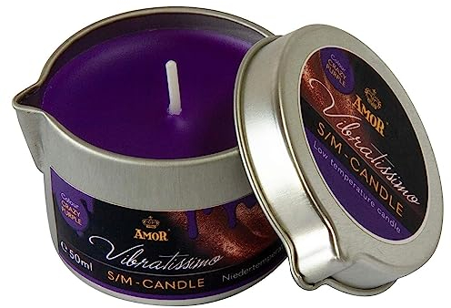 Vibratissimo S/M Kerze Crazy Purple 50 ml I Niedertemperatur-Kerze in lila I hochwertiger Kerzenwachs geruchlos I Tropfkerze für Erotik Spiele I romantische Massagekerze für Paare I Wax Candle