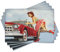 ABAKUHAUS Pin up Girl Platzmatten, Lady Zur Festsetzung des Autos, Waschbare Stoff Esszimmer Küche Tischdekorations Digitaldruck, Rot