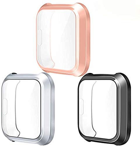 HongMan [3 Stück Hülle für Fitbit Versa Lite Schutzhülle (Nicht für Fitbit Versa/Versa 2),Vollständige Abdeckung TPU Cover Case Schutzfolie für Versa Lite Special Edition Smartwatch