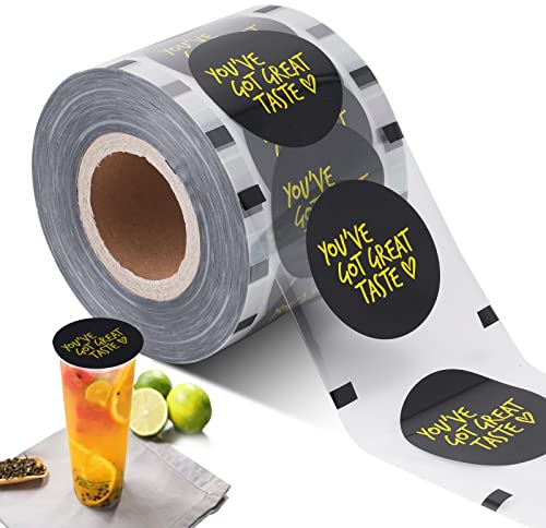 MXBAOHENG 3000pcs Bubble Tea Sealing Film Cup Sealer Film for PP Plastic Cup Φ 90 mm (3.54'')-95mm(3.74'') (Black Letter)