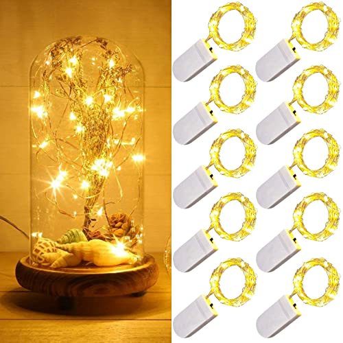 LED Lichterkette Batteriebetrieben, 10 Stück 1 M 10LEDs Silberfarbener Draht Streifen Licht,LED Beleuchtung für Weihnachten, Hochzeit, Party, Schlafzimmer (Warmweiß)