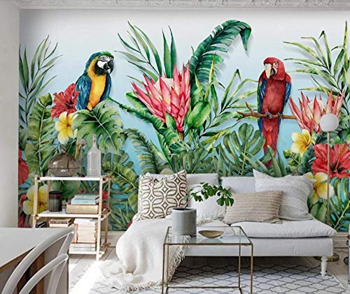 Perroquet Fleur Tropical Papier Peint Mural Intérieur Pour Salon Rouleaux De Papier Contact Rouleaux De Papier Forêt Tropicale Floral Papier Mur,200 * 140Cm