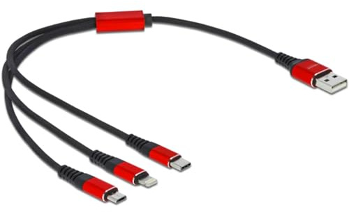 Delock CABLE DE CARGA USB 3 EN 1 TIPO A A LIGHTNING â„¢ / 2 X USB TIPO C â„¢ 0.30 M
