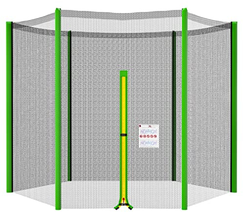 Cliselda Sicherheitsnetz für Trampolin 305 cm 6 Stangen,Gartentrampolin Ersatznetz,Trampolin-Zubehör,Sicherheitsnetz,mit Reißverschluss, UV-beständig - Grün