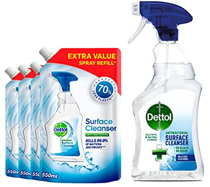 Dettol - Antibacterial Surface Cleanser Spray 750ml + 4 x 550ml Surface Cleanser Refills