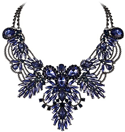 EVER FAITH Chunky Statement Kragen Halskette für Damen Strass Kristall Vintage Modeschmuck Klar Silber-Ton