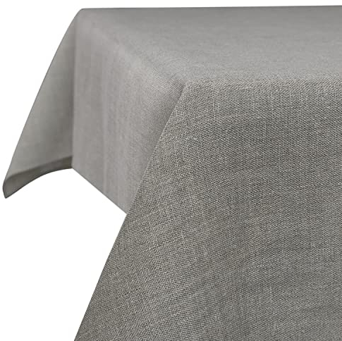 Elegante Tischdecke aus 100% Leinen (143X250cm, Taupe) Tischtuch Leinentischdecke Flachs Tischwäsche Tafeltuch Leinenoptik Tisch Natur Stoff