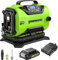 Compressore d'aria a batteria Greenworks da 24 V, gonfiatore per pneumatici per auto, pompa ad aria max 160 PSI, pressione preimpostata manuale, funzione di spegnimento automatico