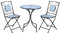 Outsunny Ø 61 cm Garten Sitzgruppe 3-teiliges Bistro-Set Garnitur 1 Tisch+2 Faltbare Stühle für Terrasse Balkon Stahl Blau