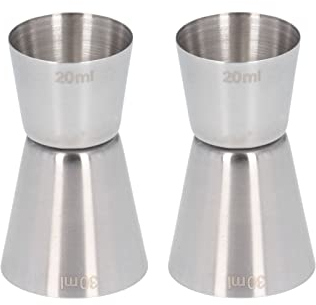 2pcs Jigger en Acier Inoxydable Double Face, Cocktail Jigger Argent Vin Outil de Mesure 15ml & 30ml Style Japonais Jigger pour Barman