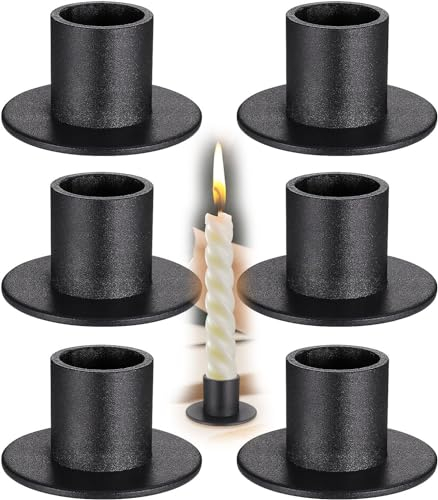 Hejo 6 Stück Schwarze Kerzenhalter für Stabkerzen, Kerzenständer für Hochzeit, Weihnachten, Zuhause, Outdoor