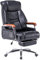 Chefsessel Ergonomisch Gemütliche Mittagspause Zu Hause Computerstuhl, 155° Neigbares Echtleder Bürostuhl, Tragfähigkeit 250kg/551.2lbs (Color : Black, S : 114-120 * 50cm)