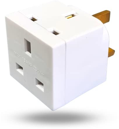 2-Way Plug Adaptor -13A Multi Plug Adaptor Extensions - Double Adapter Plug UK - Wall Plug Extension Double Socket 2 Way UK 3 Pin Plug Adaptor Extender Block Splitter -2 Plug Power Extender.