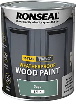 Ronseal 10 Year Weatherproof Wood Paint - Sage - Satin - 750ml