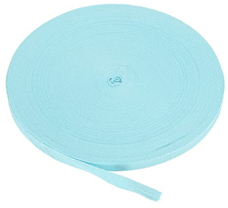 PATIKIL Baumwollband Baumwolle Gurtband 10mm x 45m, Schrägband Baumwoll Nahtband Köperband Saumband Einfassband Stoffband Webband zum Nähen für DIY Basteln Stricken Verpackungen, Hellblau