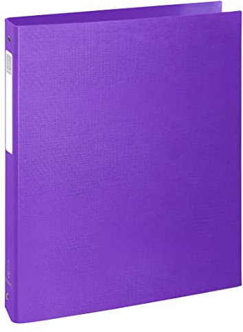 Exacompta 51657E Ringbuch Teksto aus starkem Karton mit wasserabweisendem Papierbezug für DIN A4, 4-O Ring Mechanik 40 mm breite violett Hefter ideal für Büro und Schule