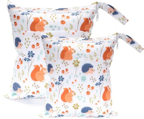 TRASUN Wetbag Kindergarten Nasstasche Windel Taschen Schwimmsachen Nassbeutel Nasse und Trocken Wickeltasche 2er Wasserdicht Waschbar Nassbeutel Organiser für Kleinkind