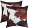 Kuhfell Kissenbezüge 50x50cm 2er Set Kissenbezüge Kuhfell Gedruckt Kissenbezug Kissenhülle für Wohnzimmer Schlafzimmer Western Bauernhof Tier Haut Weiß Schwarz Braun Sofakissen Couchkissen