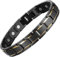 MagEnergy Magnetic Bracelets for Men Titanium Steel Black Bracelet 8.5 inches Adjustable (Gold Black)