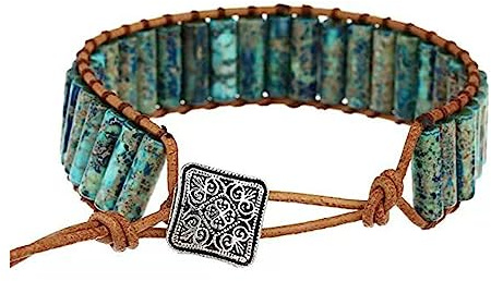 KunBead Chakra Bracelets for Women Healing Crystal Imperial Jasper Natural Gemstone Bead Family Tree of Life Leather Bracelets for Women