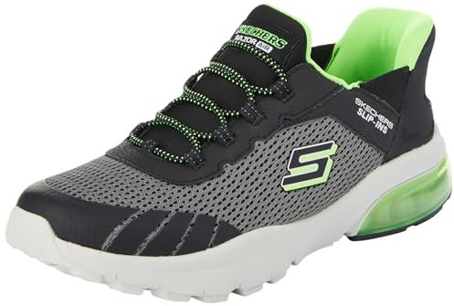 Skechers Boys, Zapatillas Niños, Charcoal Textile Black Synthetic Trim, 33 EU