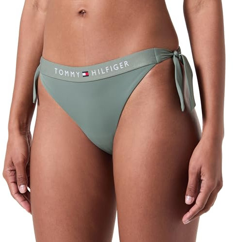 Tommy Hilfiger Damen Bikinihose Seitliche Schnürung Side Tie Cheeky Bikini Sport, Mehrfarbig (Stonewash Green), XL