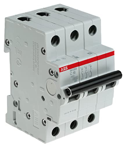 ABB SH200 MCB Leitungsschutzschalter Typ C, 3-polig 16A 440V, Abschaltvermögen 6 kA Compact Home DIN-Schienen-Montage