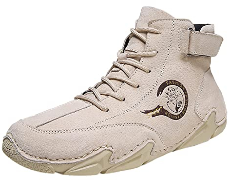 Stivali Uomo Neri Scarpe Uomo comode con Punta Larga Scarpe Uomo Trekking estive Scarpe da Ginnastica estive Uomo Senza Lacci 1-Beige 13.99