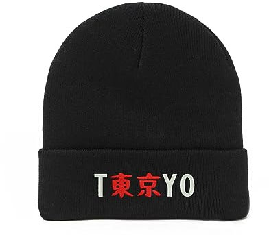 Lauthings Tokyo Rising Sun City Japan Bestickte Kunst Unisex Wintermütze Beanie, Schwarz , One size
