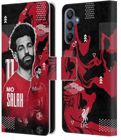 Head Case Designs Offizielle Liverpool Football Club Mohamed Salah 2022/23 Erstes Team Leder-Wallet-Hülle Kompatibel mit Samsung Galaxy A15