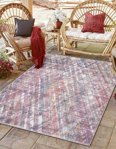 MY-RUG Outdoor Teppich wetterfest Balkon Terrasse Garten Waverly 160x230cm, Maschinen waschbar bis 30Grad, Abstraktes modernes Boho Ethno Muster Design