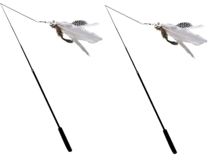 Happyyami 2stücke Katzenangel Teleskop-Katze Kätzchen Necken Kätzchenspielzeug Indoor Katze Zauberstab Spielzeug Pet Interaktive