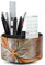Czzmy Rotation range télécommande,Circulaire Support de télécommande en PU Cuir avec 4 Compartiments,Organisateur de bureau multifonction pour TV telecommande,Lunettes,Crayons(1-Fleur d'orange)