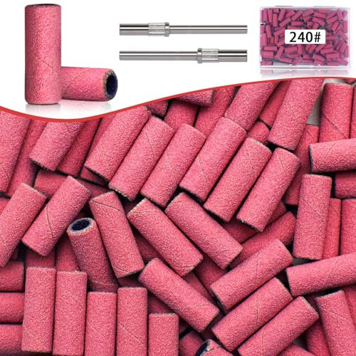 100 Pcs Small Sanding Bands for Nail Drill - 240 Grit, Extreme Fine Sanding Bands with 3.1MM Mandrel Bit for Natural Nails, Acrylic, Gel Manicures and Pedicure