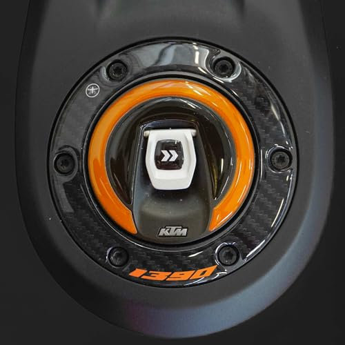 labelbike - 3D Aufkleber zur Dekoration und zum Schutz des Motorrad Tankdeckels kompatibel mit KTM 1390 Super Duke R 2024 - Farbe Orange
