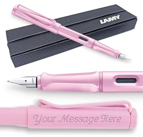 Fountain Pen Lamy Safari - Personalised with Engraving (Medium Nib, Light Rose)