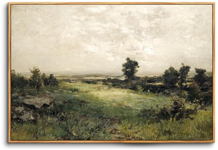 hyidecorart Vintage Leinwand Bilder mit Rahmen Holz, 50x75 cm Wandbilder Wohnzimmer Natur Wildnis Landschafts Kunstdruck, Wanddeko Schlafzimmer Gemälde Badezimmer Büro Zimmer Esszimmer