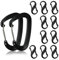 12 Stück Aluminium Schwerlast Karabiner, 12KN Karabiner Schwarz, Metall S Form Doppelkarabiner, Wasserfeste Karabiner Schnellverschluss, Ultraleicht Klein Karabiner für Draußen Bergsteiger Campen