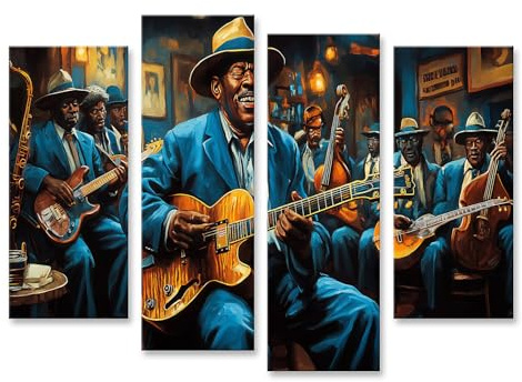 islandburner Bild auf Leinwand Eine Blues Band spielt leidenschaftlich in Einer stimmungsvollen Bar Bilder Wandbilder Poster