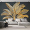 Papier Peint Panoramique Feuille Bananier À Texture Dorée Plantes Abstraites Soie, 250×175cm Poster Geant Mural Personnalisé 3D pour Salon Chambre Chambre d'enfants Décoration Murale