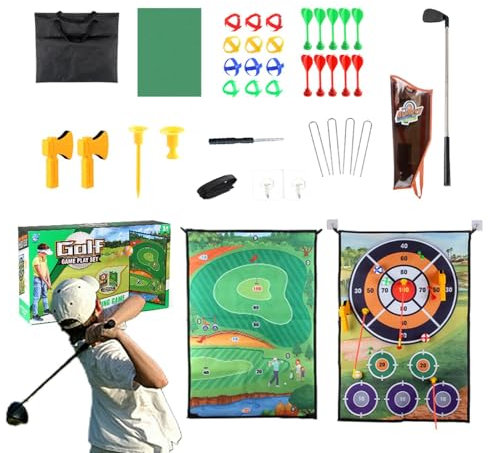laxreheye Chip-and-Stick-Golfspiel, Golf-Dart-Chipping-Spiel | Übungsmatte Präzisions-Golf-Schlagmatte | Große Dartbrettmatte, Stick-Chip-Spiel, Golf-Trainingsmatten-Set für Erwachsene, Hof,