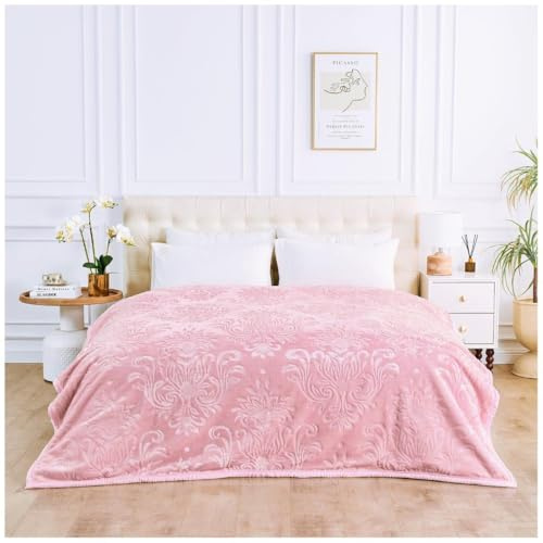 GC GAVENO CAVAILIA 4kg Heavy Weighted Blanket King Size - 2Ply Fleece Blanket - Warm, Thick Bed Throws Heavy Blanket - Stress-Anxiety Relief, Deep Sleep Blankets for Bed (200x240 cm) - Blush Pink