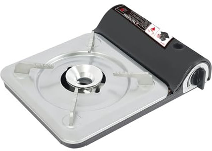 fornello a gas a 1 luce, per interni, a gas, portatile, in butano, da campeggio, con valigetta, fornello da campeggio (nero)