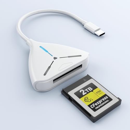 CFexpress Type B Card Reader, USB 3.2 Gen 2 CF Memory Card Reader with USB C Connector, 10Gbps Fast Tansfer Card Reader for CF express Type B Card Compatible with Mac OS/Linux/Windows/Chrome OS