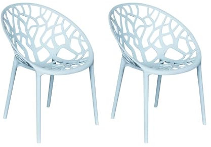 LC Garden Vomo Stapelstühle 60,5x58x79cm Gartenstühle Terassenstühle Bistrostühle Kunststoffstühle (Blau, 2er Set)