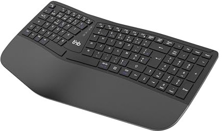 T'nB - Clavier Ergonomique sans Fil Rechargeable Bluetooth, 12 Touches de raccourcis, 4 Pads Ajustables, Double Mode de Connexion - Noir